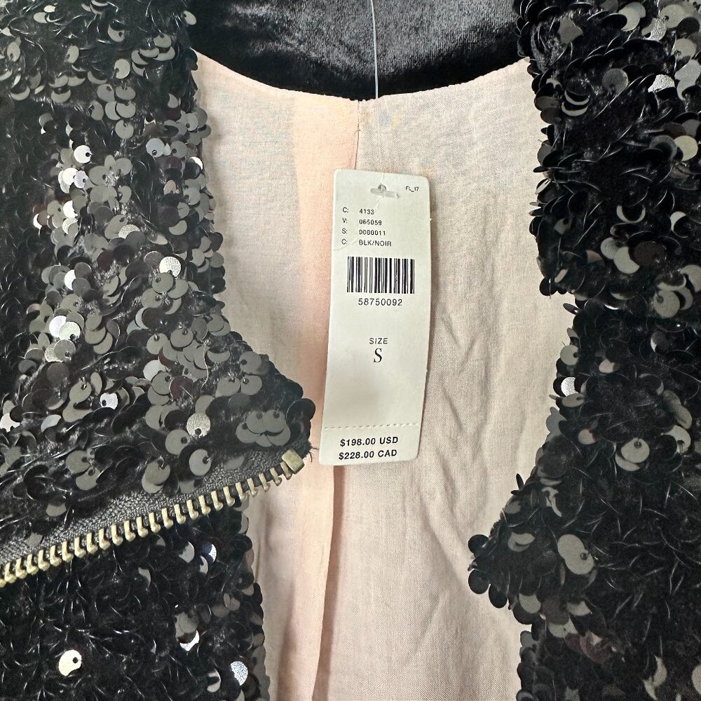 Black sequin moto jacket, NEW With Tags! - Picture 4 of 6